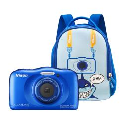 Nikon COOLPIX S33, Waterproof, Син + Детска раница
